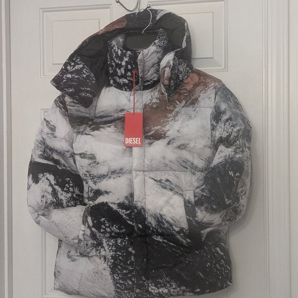 Diesel Kids Planet Camou Padded Jacket - Size 16Y Multi-Color NWT - Picture 1 of 12